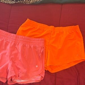 Women's Athletic Shorts - Salmon and Bright Orange
